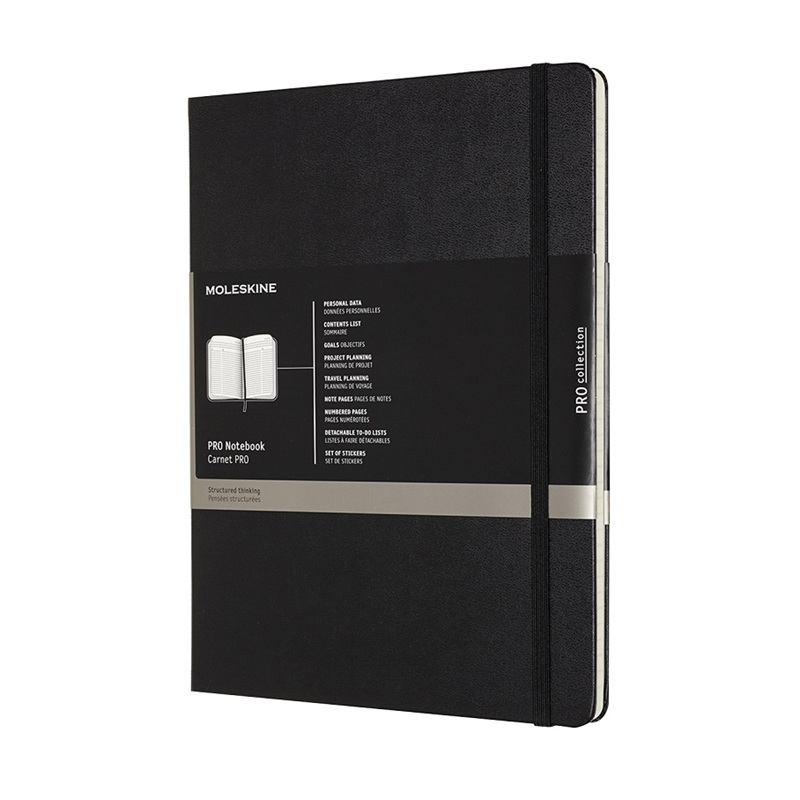 Zápisník MOLESKINE Professional tvrdý linkovaný černý A4