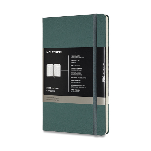 Zápisník MOLESKINE Professional tvrdý linkovaný tmavě zelený L