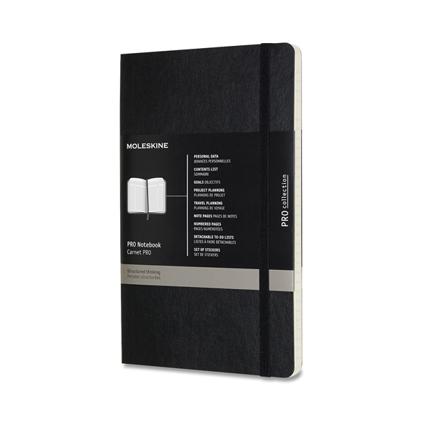 Zápisník MOLESKINE Professional měkký linkovaný černý L