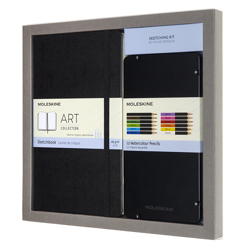 Sada MOLESKINE Sketch skicář + 12ks akvarelových pastelek
