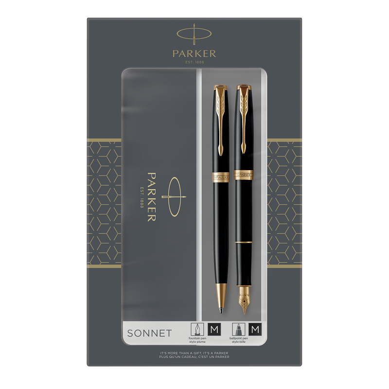 Plnící a kuličkové pero PARKER Sonnet Matte Black GT Duo Set