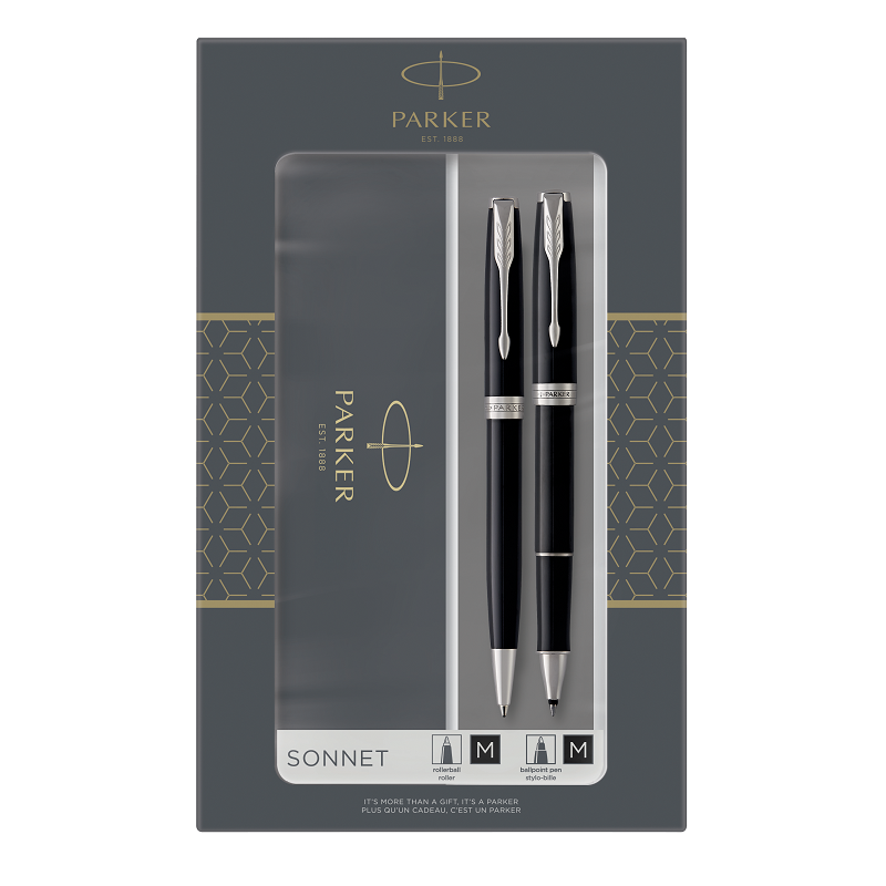 Roller a kuličkové pero PARKER Sonnet Matte Black CT Duo Set