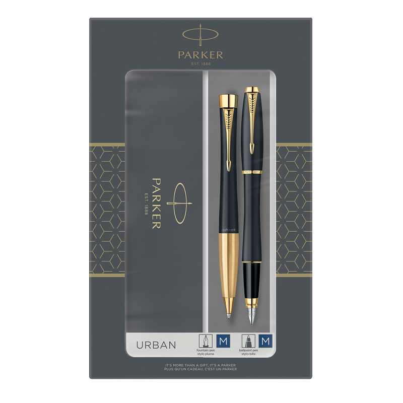 Plnící a kuličkové pero PARKER Urban Matte Black GT Duo Set