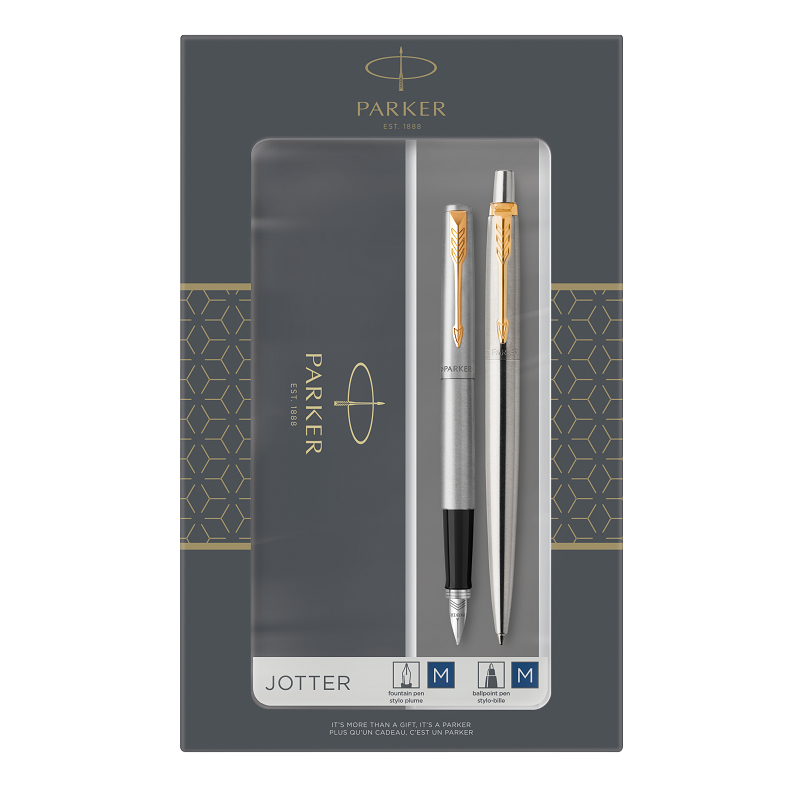 Plnící a kuličkové pero PARKER Jotter Stainless Steel GT Duo Set