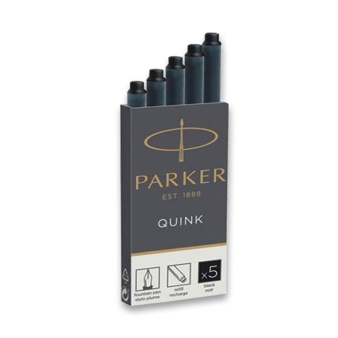 Inkoustové bombičky PARKER černé, 5ks dlouhé