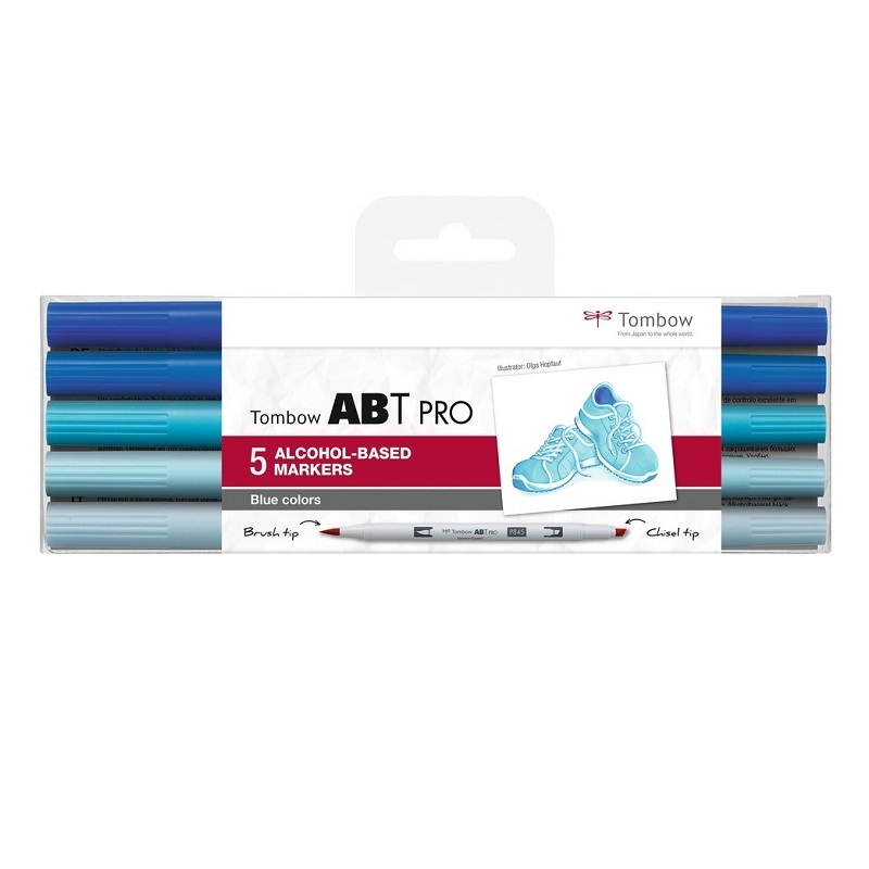 TOMBOW ABT PRO lihový Dual Brush Pen, 5ks modré