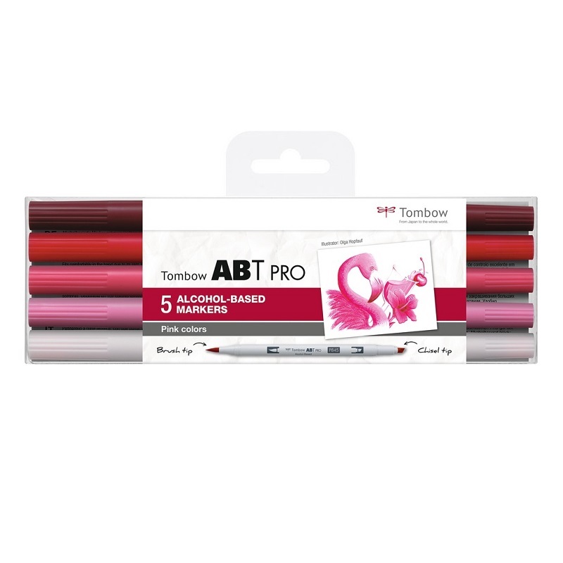 TOMBOW ABT PRO lihový Dual Brush Pen, 5ks růžové