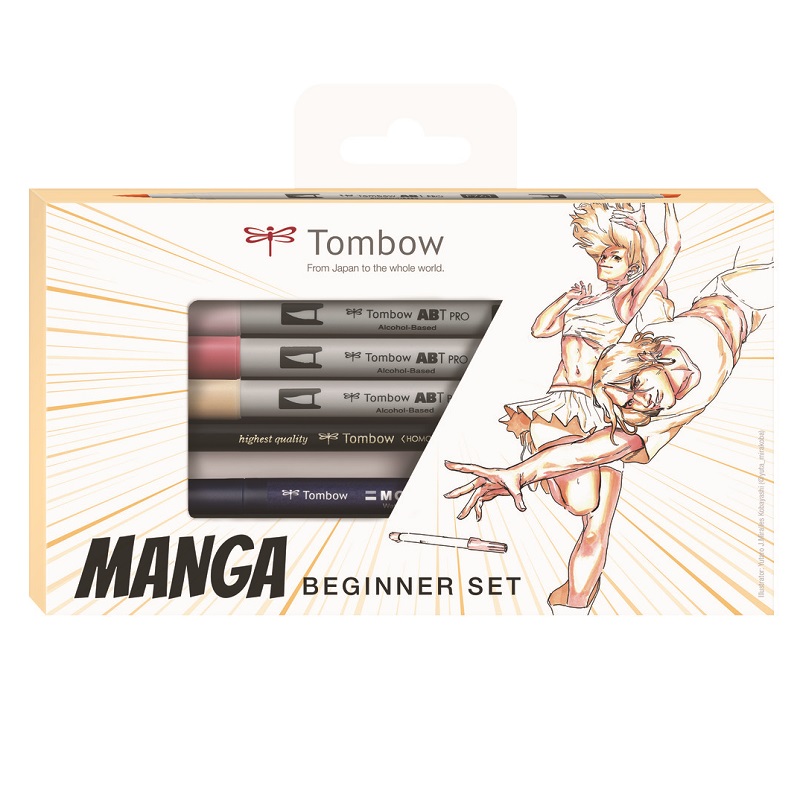 TOMBOW ABT PRO lihový Dual Brush Pen, 6ks Manga Beginner Set