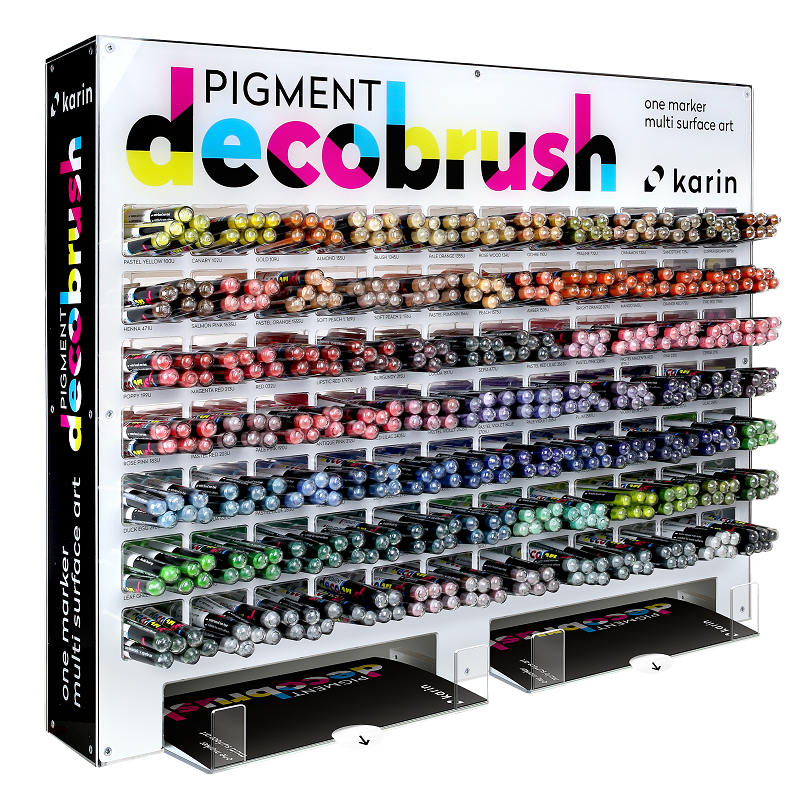 Akrylové fixy KARIN DecoBrush Pigment, 504ks kompletní stojan