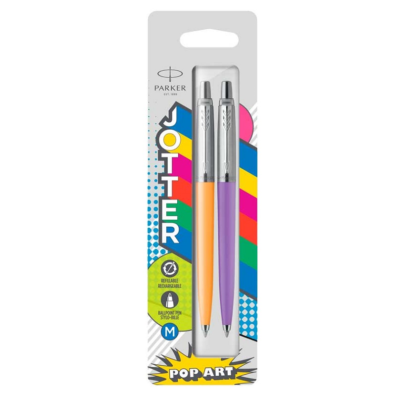 Kuličkové pero PARKER Jotter Originals Pop Art, 2ks Marigold & Frosty Purple