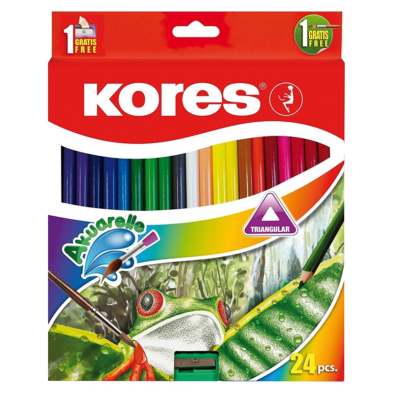 KORES akvarelové pastelky Kolores, 24ks + příslušenství