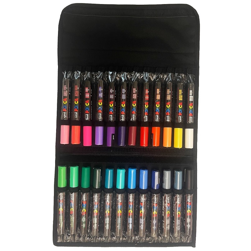 Akrylové fixy UNI POSCA EXCLUSIVE SET 5M, 24ks v pouzdře