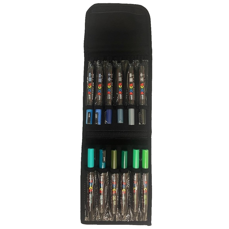 Akrylové fixy UNI POSCA LIMITED SET 3M, 12ks přírodní v pouzdře