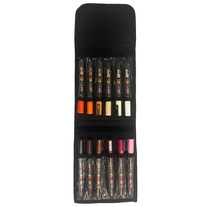 Akrylové fixy UNI POSCA LIMITED SET 5M, 12ks pleťové v pouzdře
