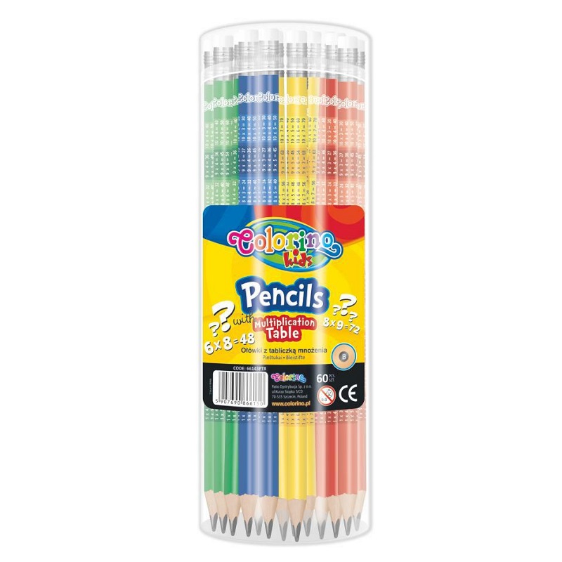 COLORINO grafitové tužky s násobilkou a gumou, 60ks školní set