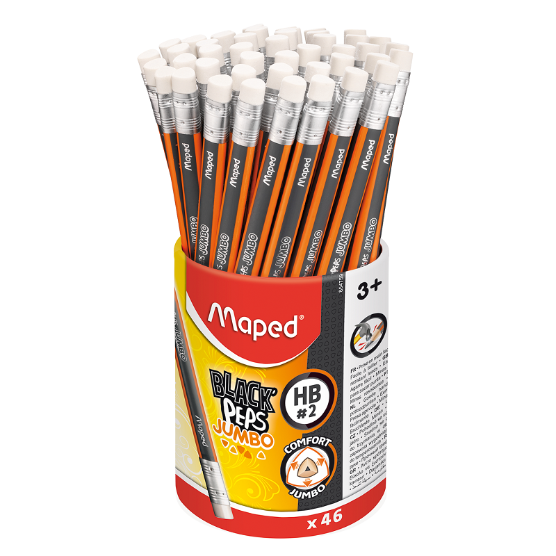 Tužky MAPED Black Peps Jumbo HB s gumou, 46ks školní set