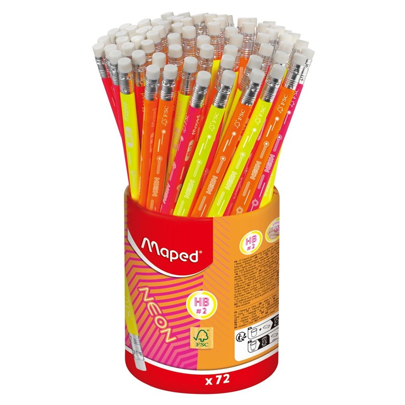 Tužky MAPED Black Peps Neon s gumou, 72ks školní set