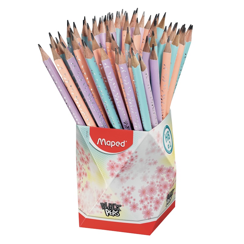 Tužky MAPED Black Peps Pastel s gumou, 72ks školní set