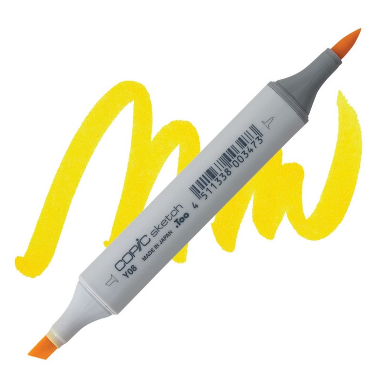 Lihová fixa COPIC Sketch oboustranná Brush & Chisel, Y08 Acid yellow
