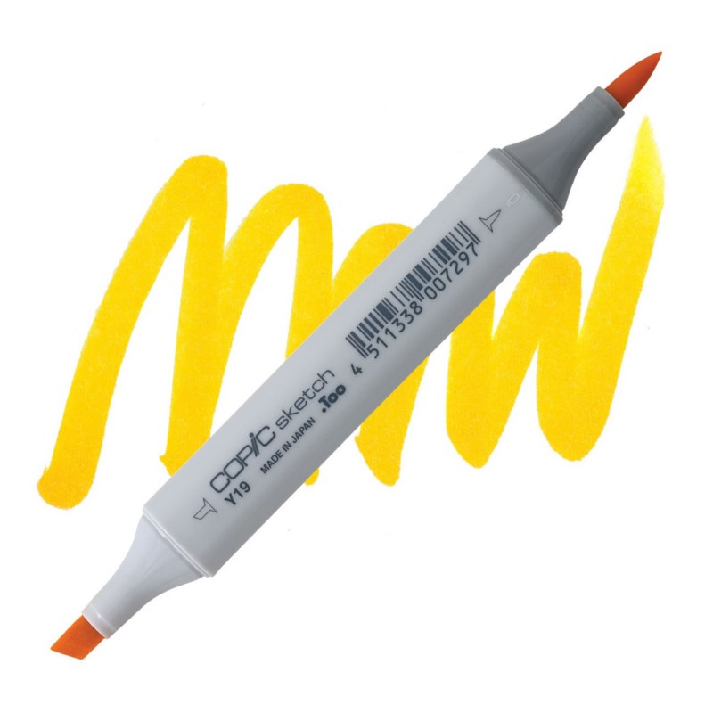 Lihová fixa COPIC Sketch oboustranná Brush & Chisel, Y19 Napoli yellow