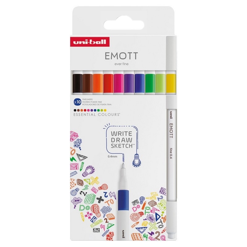 UNI EMOTT fine liner 0,4mm, 10ks Essential