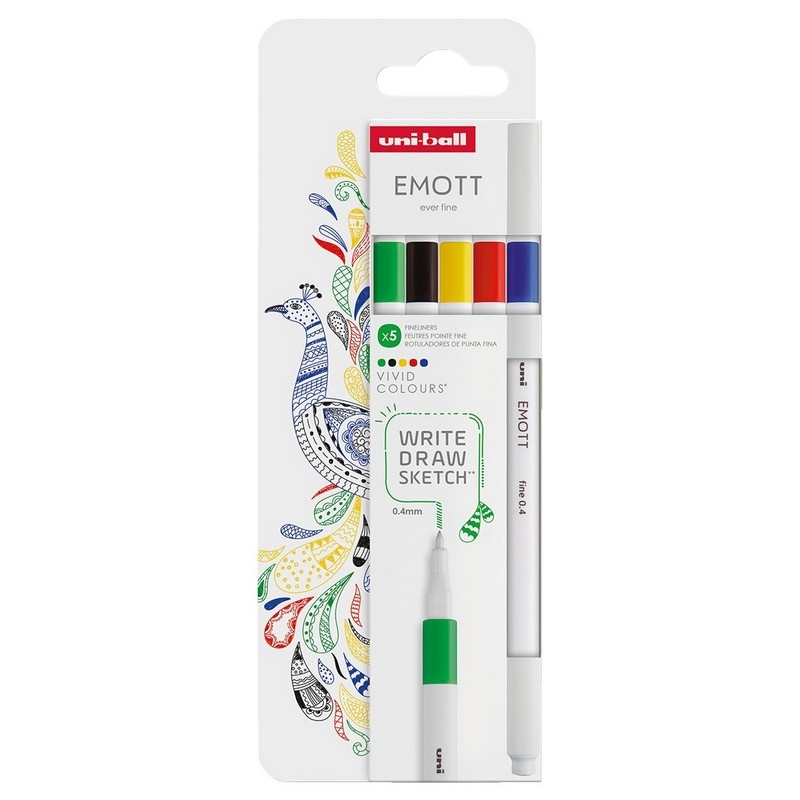 UNI EMOTT fine liner 0,4mm, 5ks Basic
