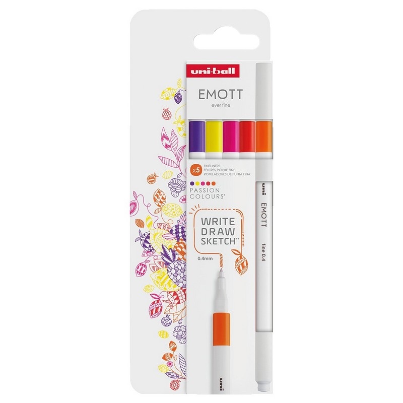 UNI EMOTT fine liner 0,4mm, 5ks Passion