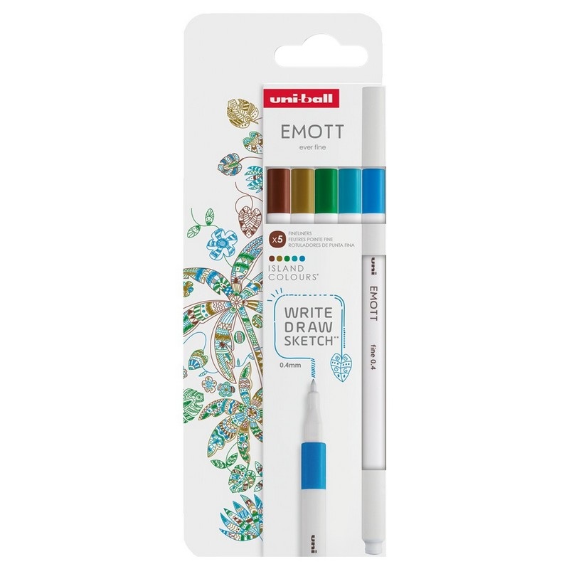 UNI EMOTT fine liner 0,4mm, 5ks Island