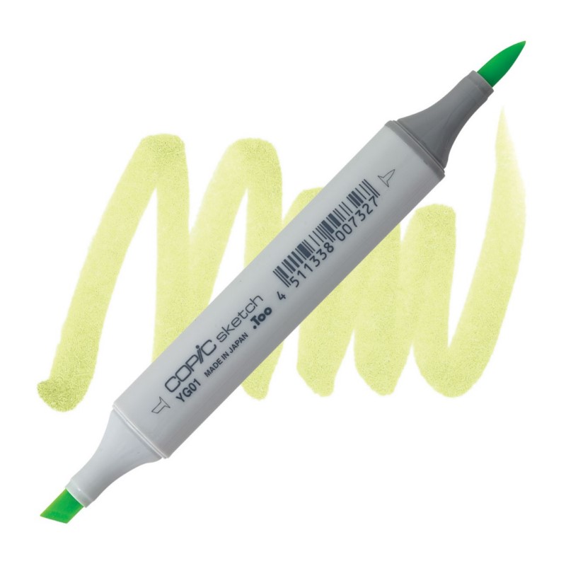 Lihová fixa COPIC Sketch oboustranná Brush & Chisel, YG01 Green bice