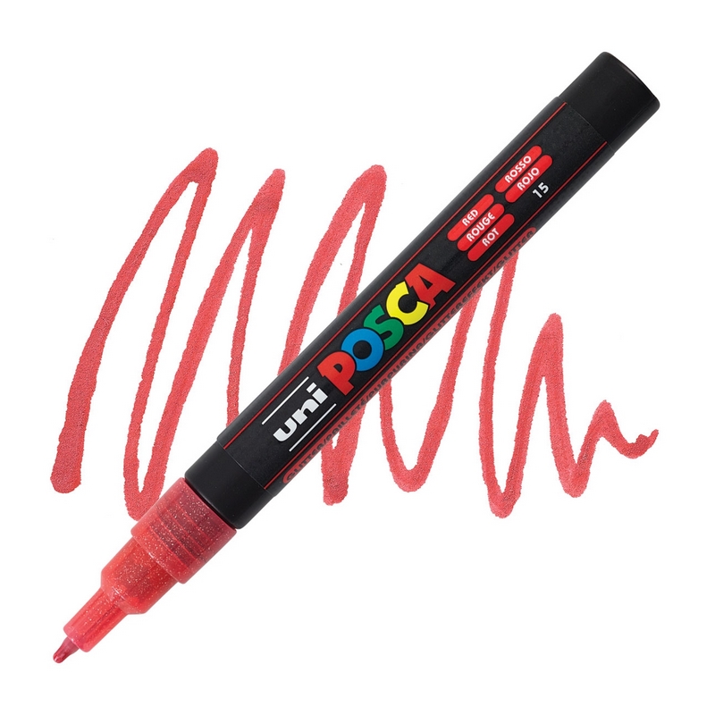 Akrylová fixa UNI POSCA 3M, třpytivá červená (L15)