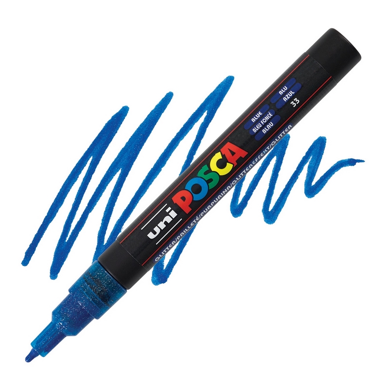 Akrylová fixa UNI POSCA 3M, třpytivá modrá (L33)