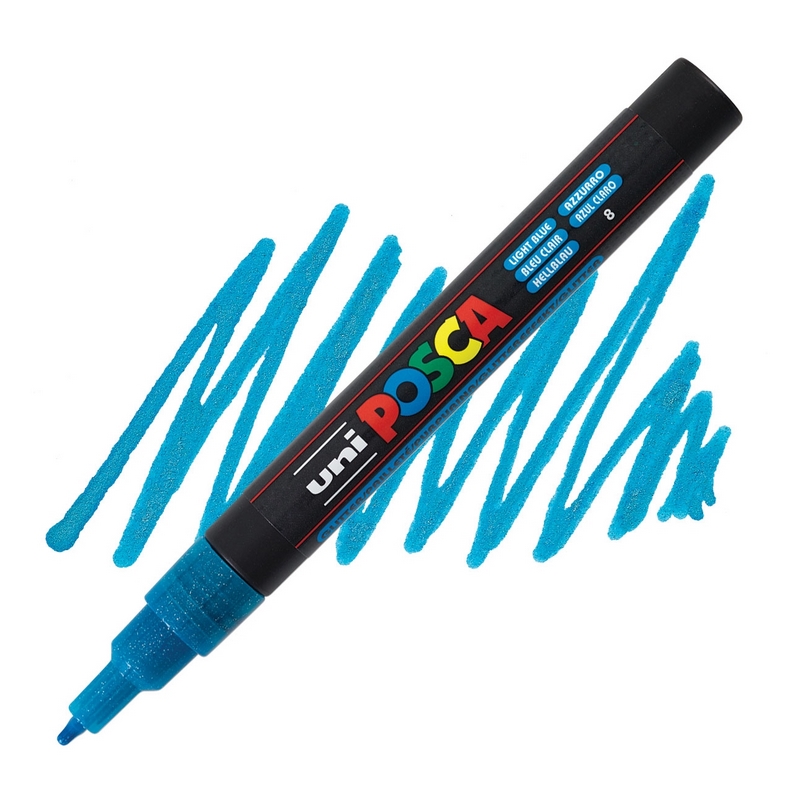 Akrylová fixa UNI POSCA 3M, třpytivá světle modrá (L8)
