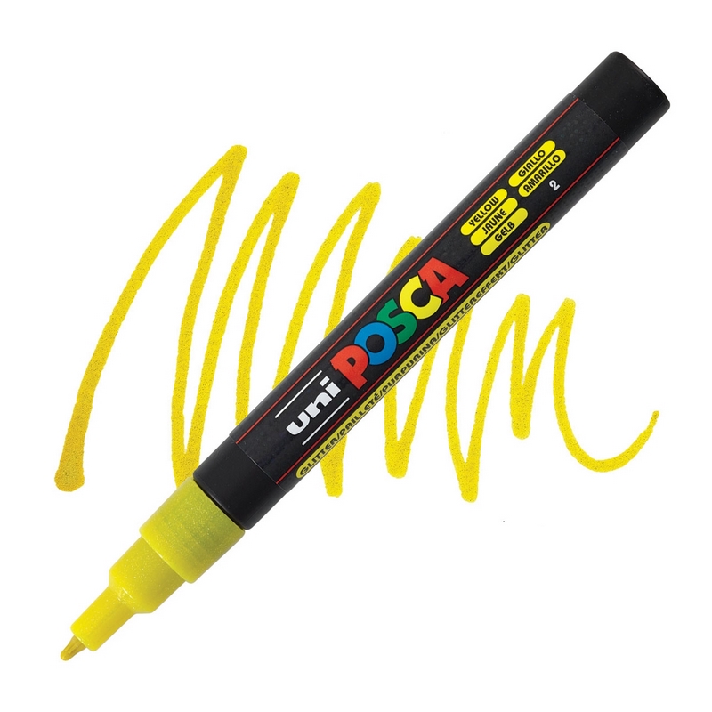 Akrylová fixa UNI POSCA 3M, třpytivá žlutá (L2)