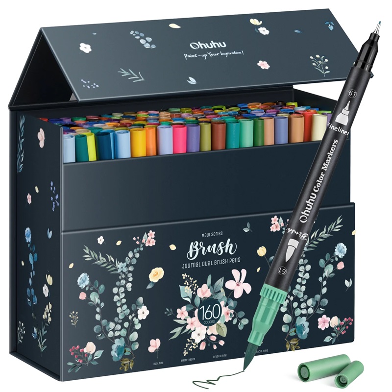 Akvarelové fixy OHUHU Aqua Brush Marker, 160ks