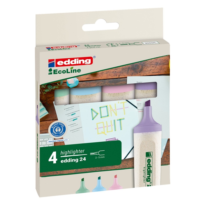 Zvýrazňovače EDDING 24 EcoLine, 4 ks pastelové