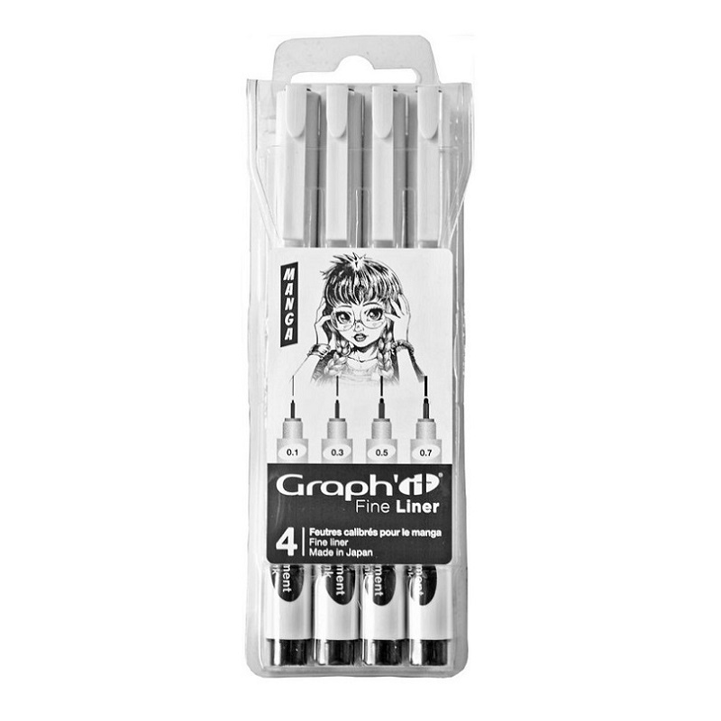 GRAPH'IT Technické linery GRAPH'IT, 4ks černé Manga