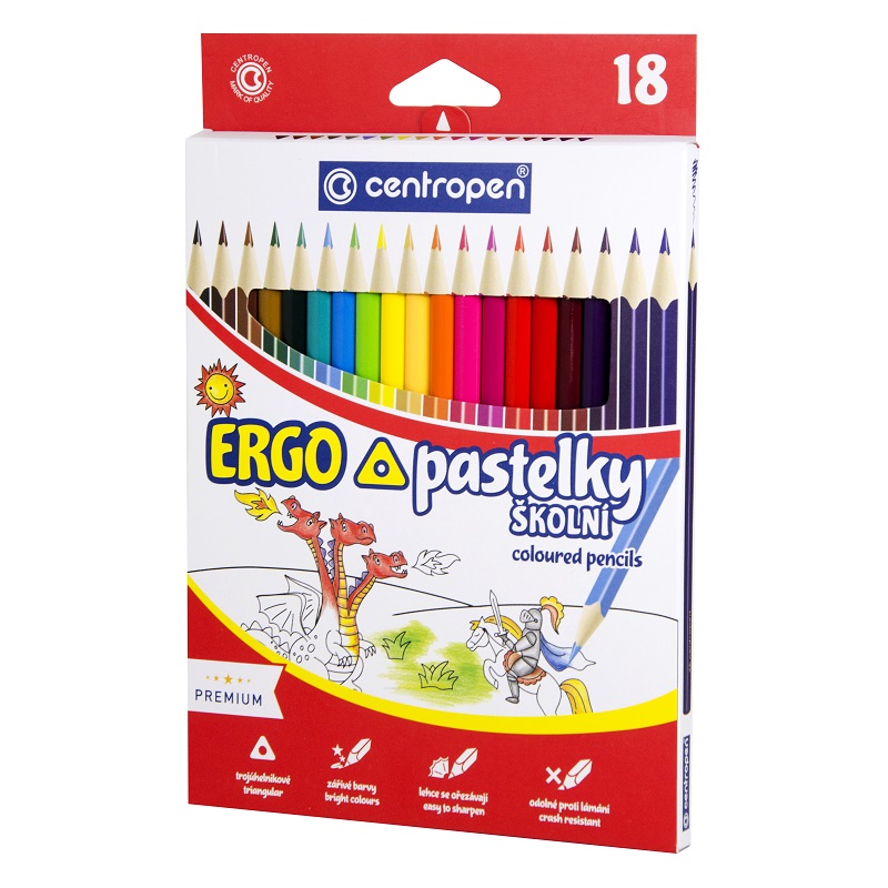 Školní pastelky CENTROPEN 9521/18, 18ks ERGO
