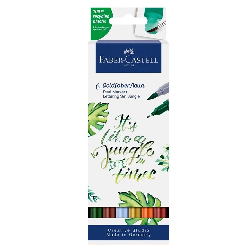 FABER-CASTELL akvarelové GOLDFABER DUAL, set 6ks Lettering Jungle