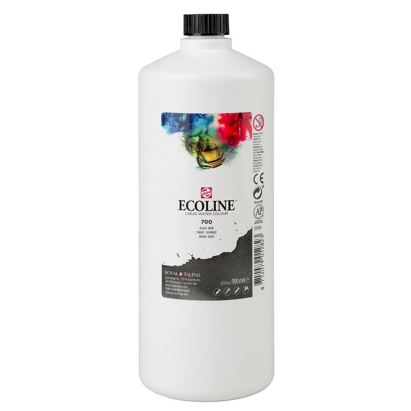 ROYAL TALENS Akvarelový ECOLINE Aquarell Ink 990ml, 700 black