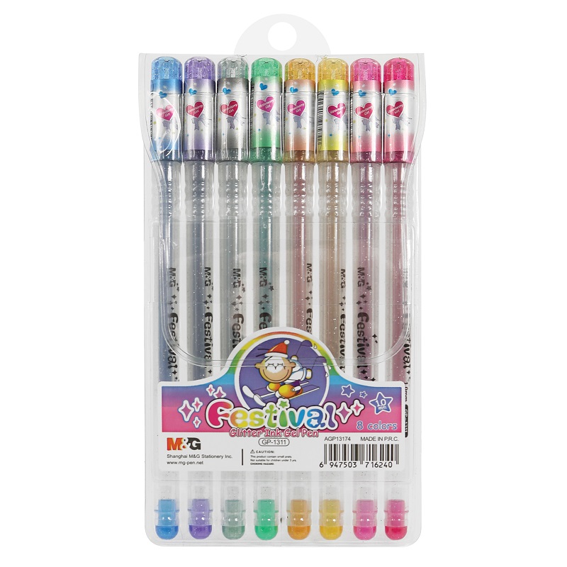 Gelová pera M&G třpytivá, 8ks