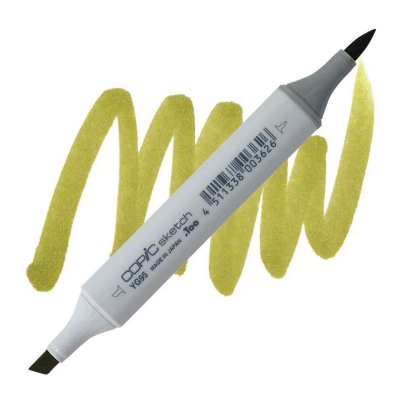 Lihová fixa COPIC Sketch oboustranná Brush & Chisel, YG95 Pale olive