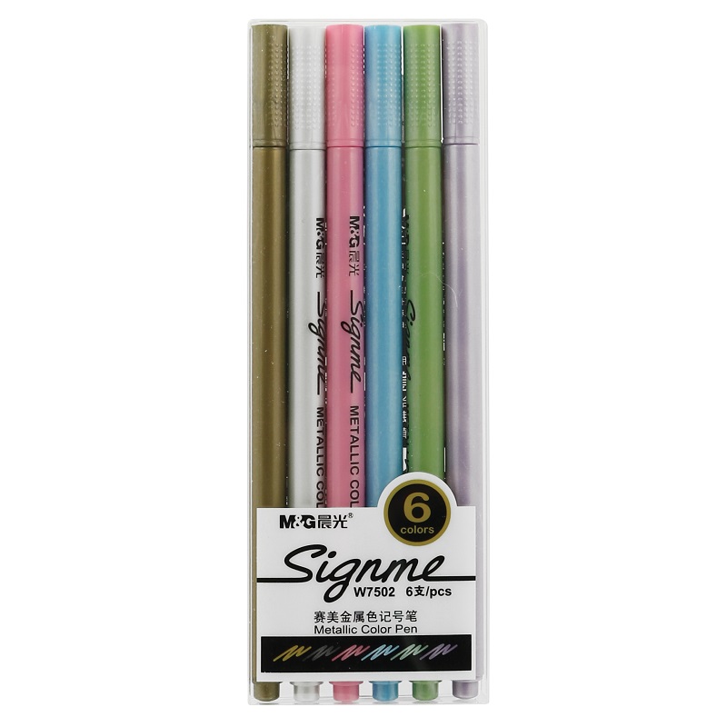 Metalické fixy M&G Signme, 6ks