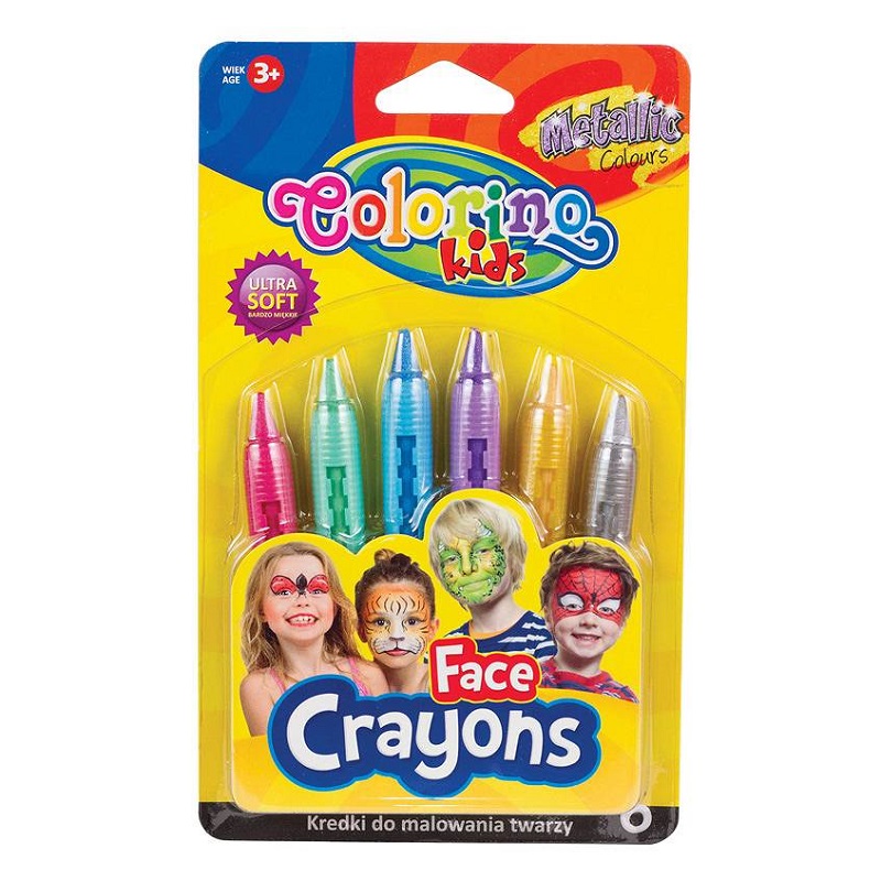 COLORINO voskové pastelky na obličej, 6ks metalické