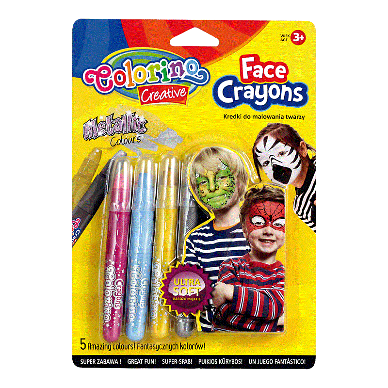 COLORINO voskové pastelky na obličej v měkké násadce, 5ks metalické