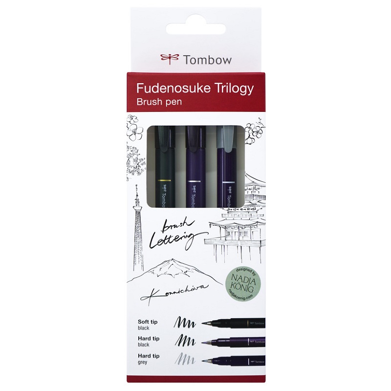 TOMBOW Fudenosuke, 3ks černý a šedý