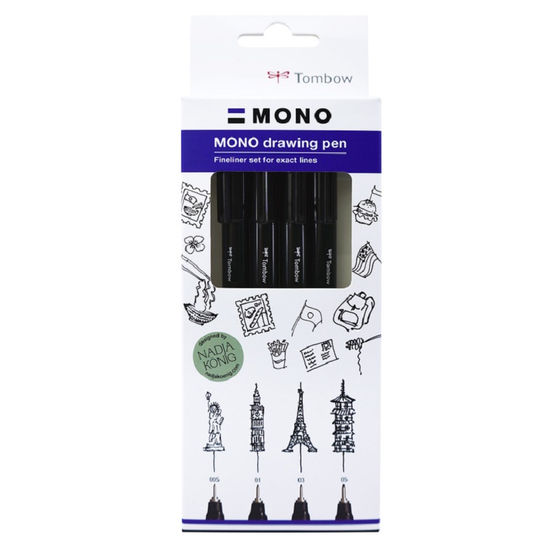 TOMBOW Fineliner MONO drawing pen 0,2-0,45mm, 4ks