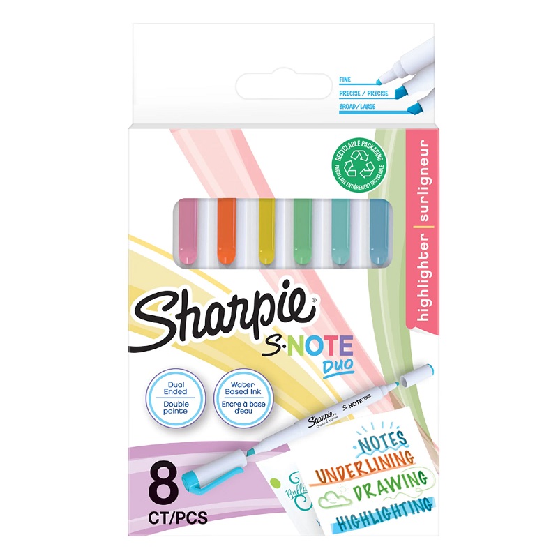 SHARPIE kreativní zvýrazňovač S-Note Duo, 8ks
