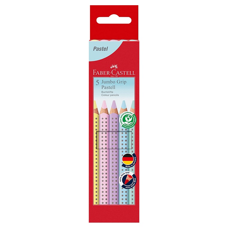 Školní pastelky FABER-CASTELL Grip Jumbo, 5ks pastelové