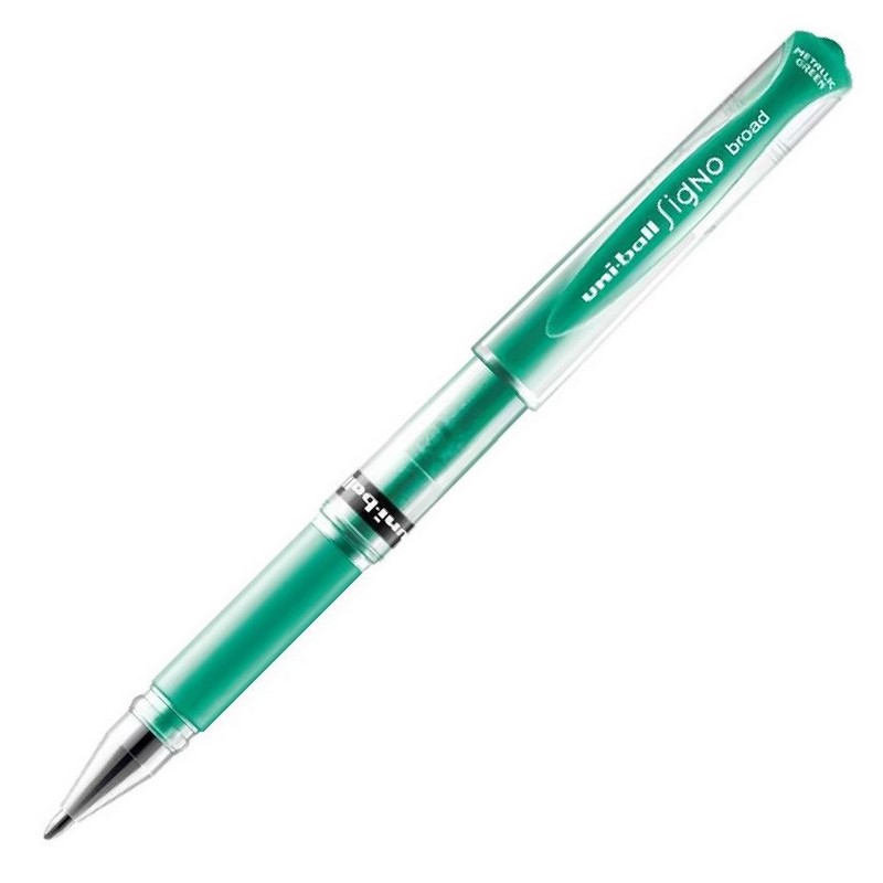 UNI SIGNO gelový roller 1mm, metalický zelený