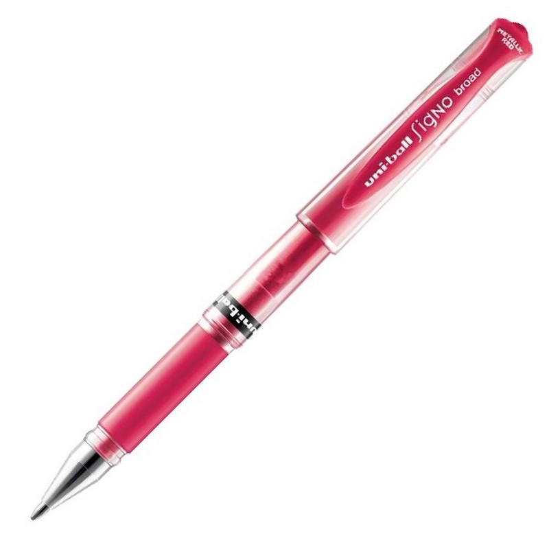 UNI SIGNO gelový roller 1mm, metalický červený